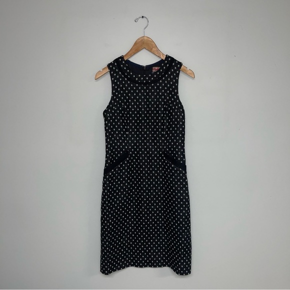 Boden Dress Size 4 US Long Black Ivory Deborah Tweed 100% Wool Semi-Fitted Shift - Picture 2 of 9